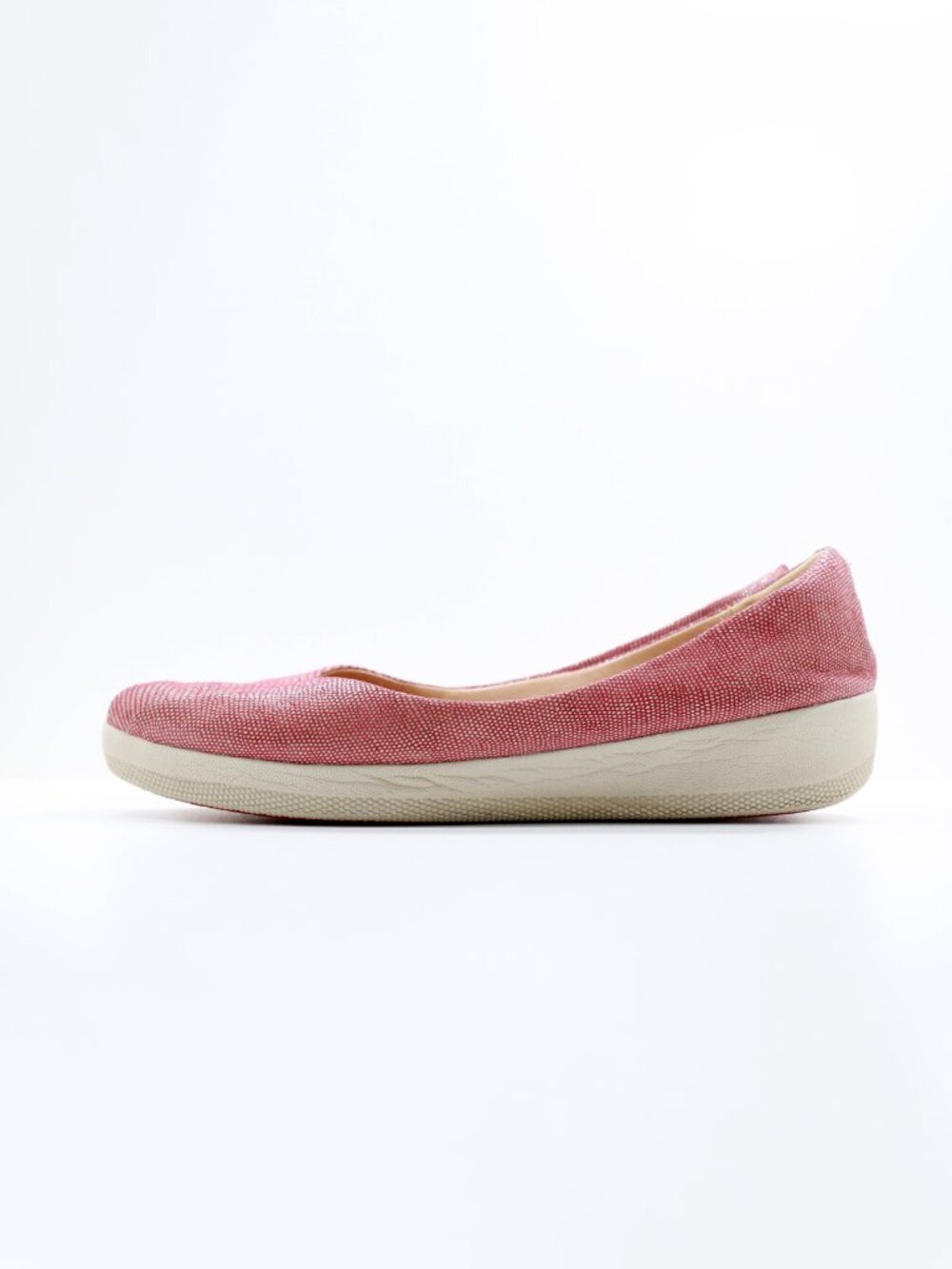 FitFlop Superballerina Pink Lizard Print Leather Lightweight Ballet Flats - 10